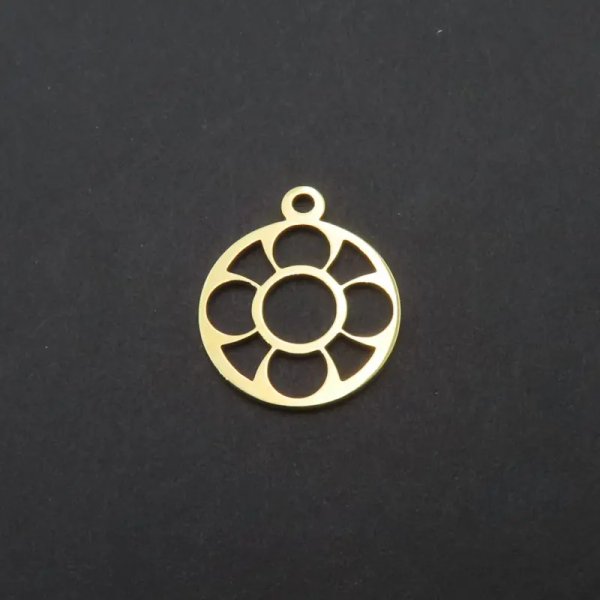 Srebro Ag złocone -  zawieszka rozetka 12 mm
