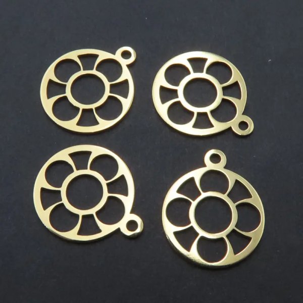 Srebro Ag złocone -  zawieszka rozetka 12 mm