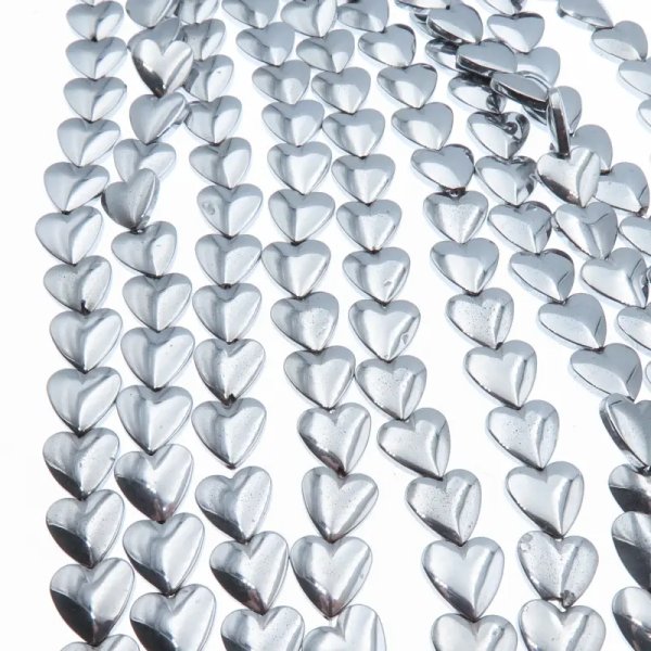 Hematyt srebrny serce 10mm (sznur)