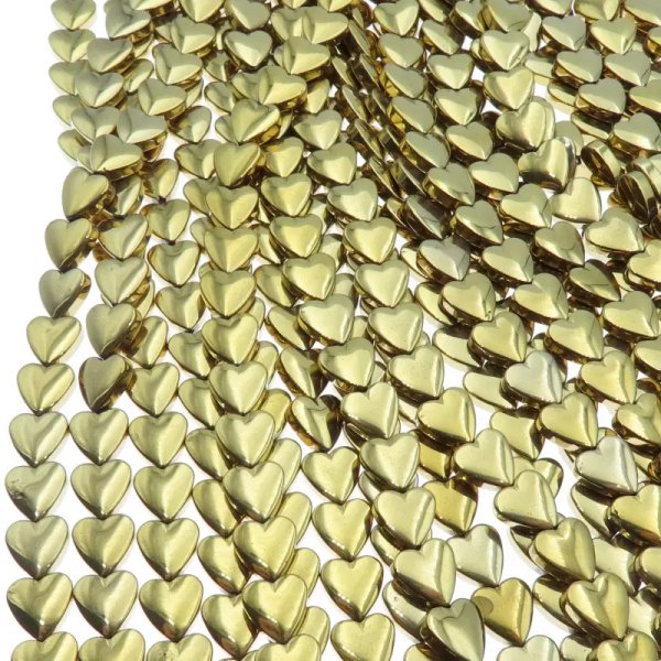 Hematyt złoty serce 8 mm (sznur)