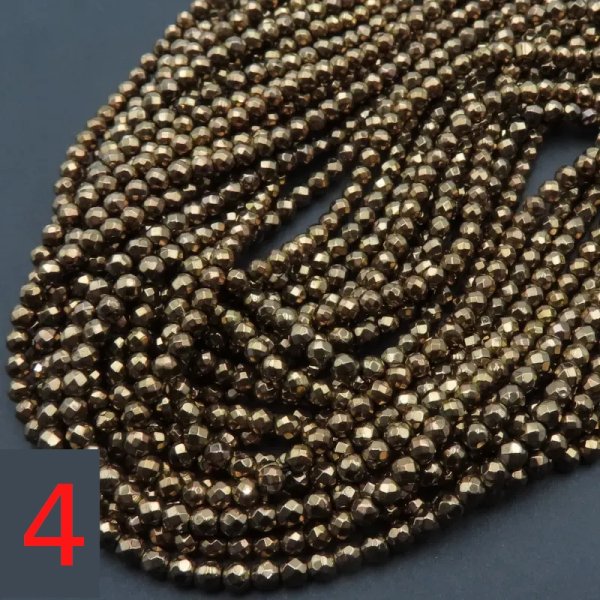 Hematyt złoty fasetowane kulki 3 mm – różne odcienie – sznur ok. 38 cm