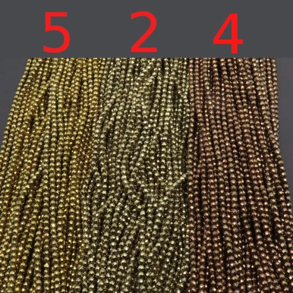 Hematyt złoty fasetowane kulki 3 mm – różne odcienie – sznur ok. 38 cm