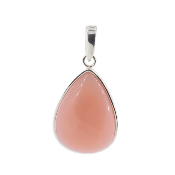 Opal Różowy i srebro - zawieszka łza