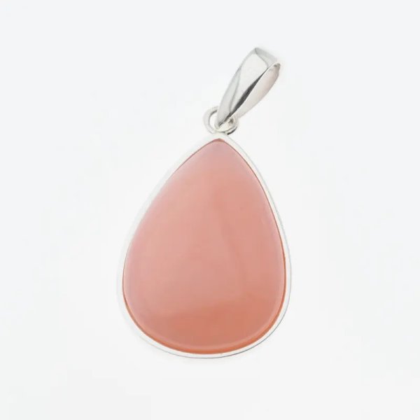 Opal Różowy i srebro - zawieszka łza