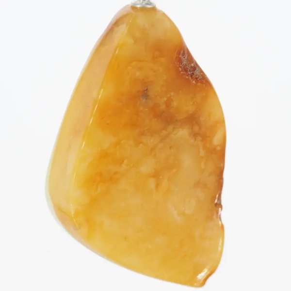 Naturalny Bursztyn mleczny i srebro - naszyjnik na rzemieniu