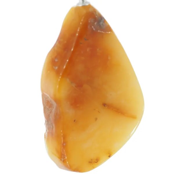 Naturalny Bursztyn mleczny i srebro - naszyjnik na rzemieniu