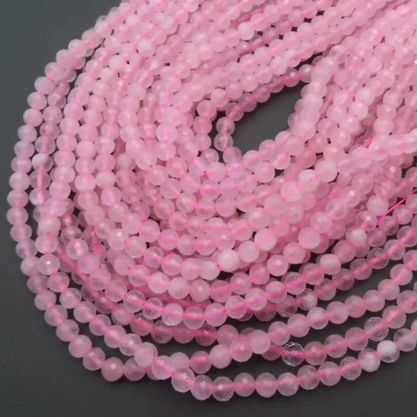 Kwarc Różowy fasetowany kula 6 mm (sznur) 