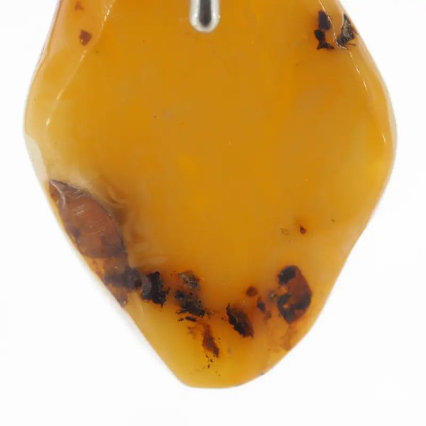 Naturalny Bursztyn mleczny i srebro - naszyjnik na rzemieniu