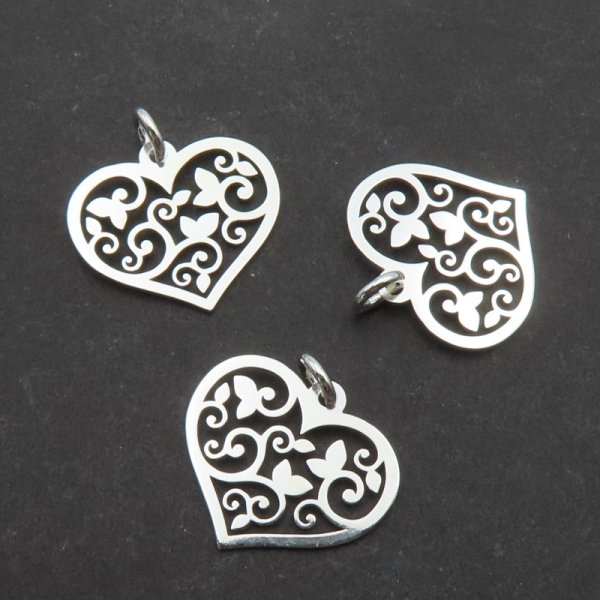 Srebro Ag - zawieszka serce 15x15 mm