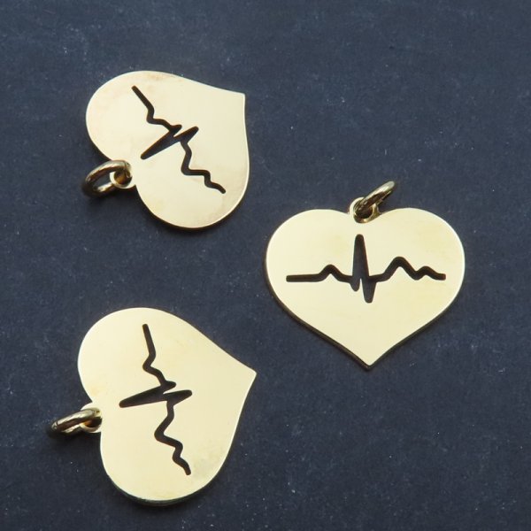 Srebro złocone Ag - zawieszka serce 15x15 mm