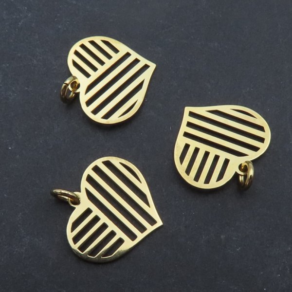 Srebro złocone Ag - zawieszka serce 15x15 mm