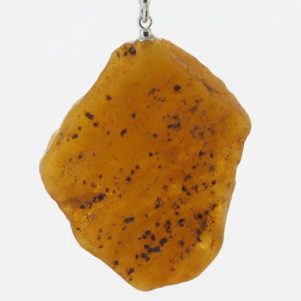 Surowy Naturalny Bursztyn i srebro - naszyjnik na rzemieniu