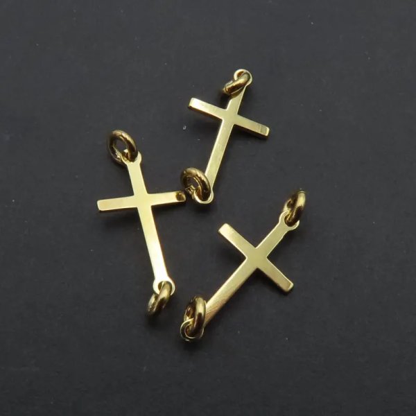 Srebro Złocone Ag - krzyżyk  łącznik 14x8mm