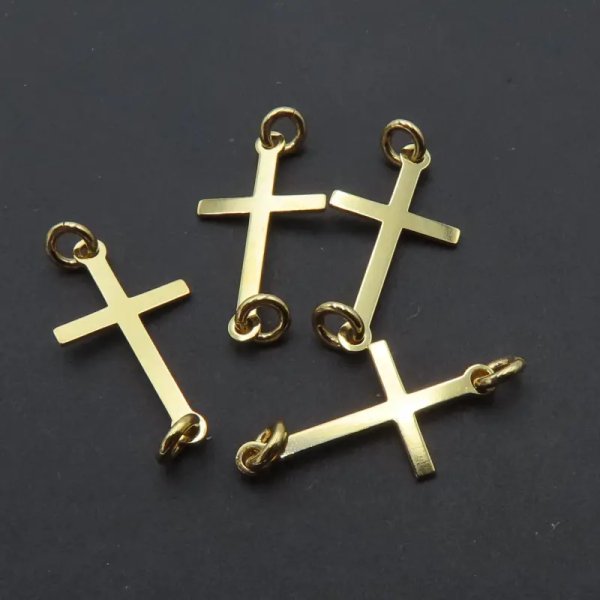 Srebro Złocone Ag - krzyżyk łącznik 18x9,5mm