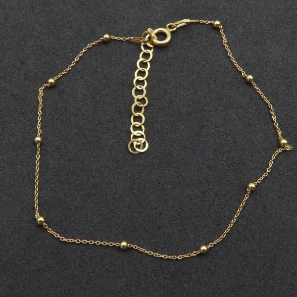 Bransoletka z kulkami na nogę 22cm + 4cm - srebro złocone