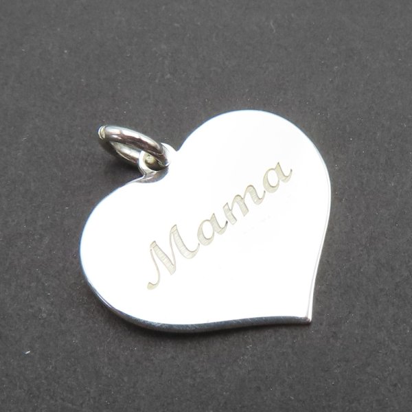 Srebro Ag  - serce z napisem mama 15x13mm