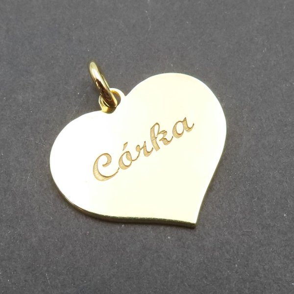 Srebro Ag Złocone - serce z napisem córka 15x13mm