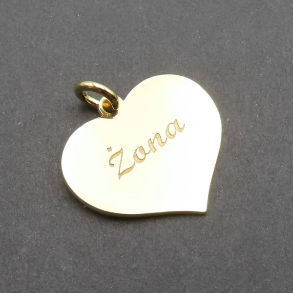 Srebro Ag Złocone - serce z napisem żona 15x13mm