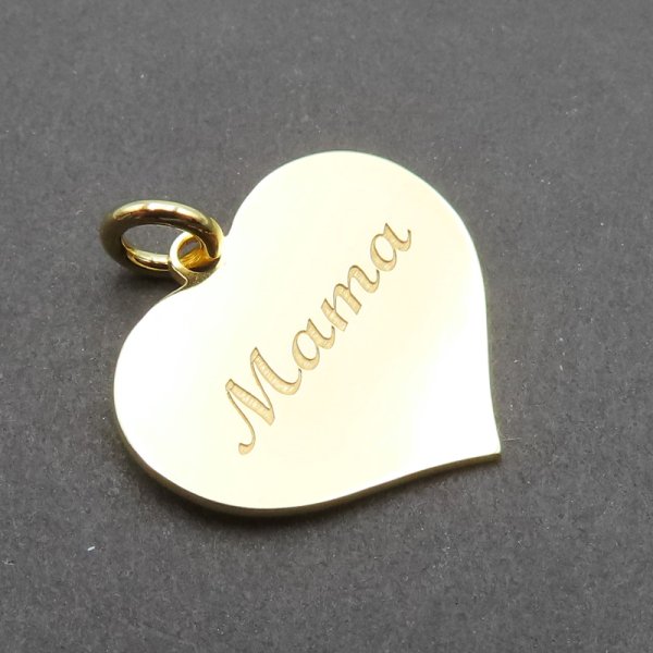Srebro Ag Złocone - serce z napisem mama 15x13mm