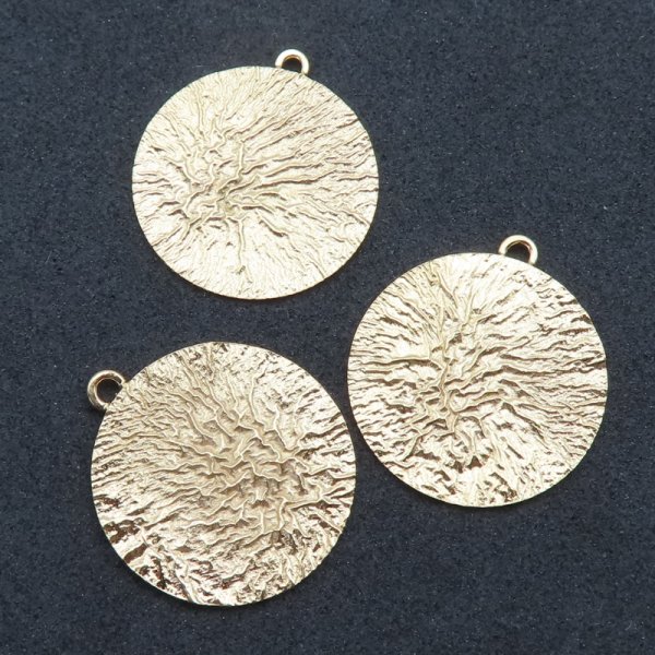 Srebro Ag Złocone - zawieszka blaszka młotkowana 21 mm