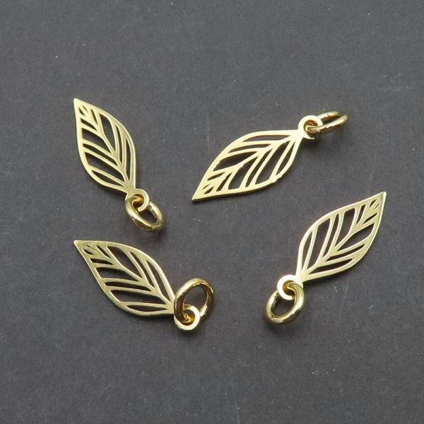 Srebro Ag złocone - zawieszka liść 14x3,5mm