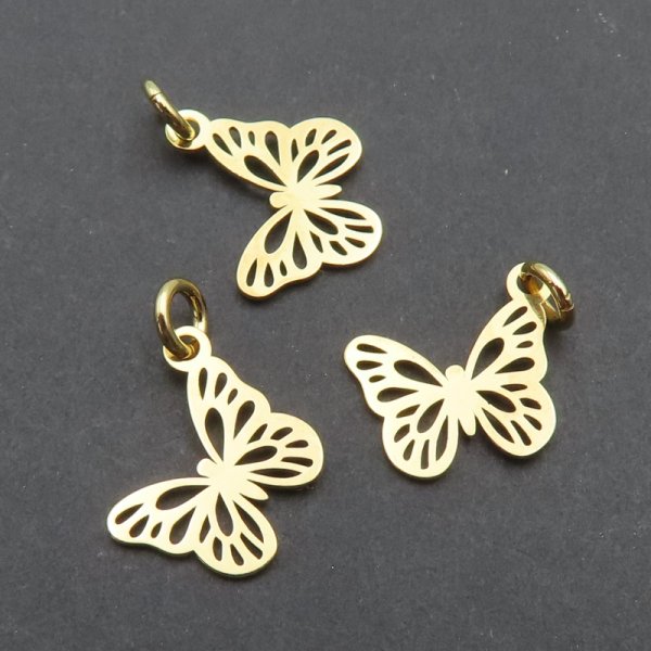 Srebro Ag złocone - zawieszka motyl 12x11mm