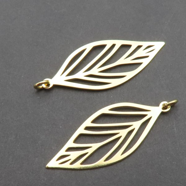 Srebro Ag złocone - zawieszka liść 33x13,5mm