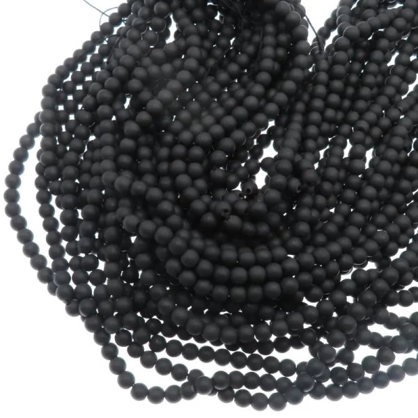 Kamień syntetyczny czarny matowy kulki 6mm (sznur)