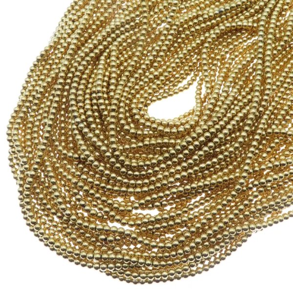 Hematyt kulka 3mm złocony AU (sznur)