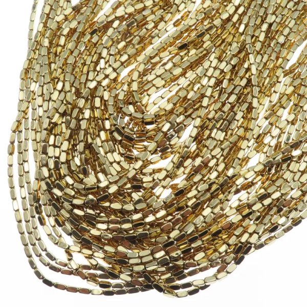 Hematyt złocony AU prostopadłościan 2x4 mm (sznur)
