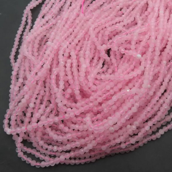 Kwarc Różowy fasetowany - kulki 3 mm (sznur)