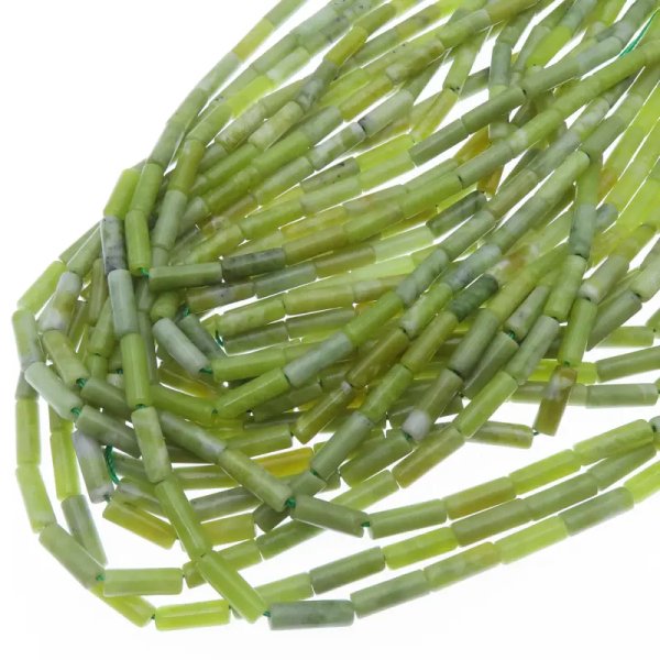 Jadeit zielony walce 4x13 mm (sznur)