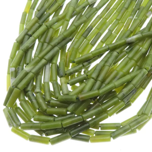 Jadeit zielony walce 4x13 mm (sznur)
