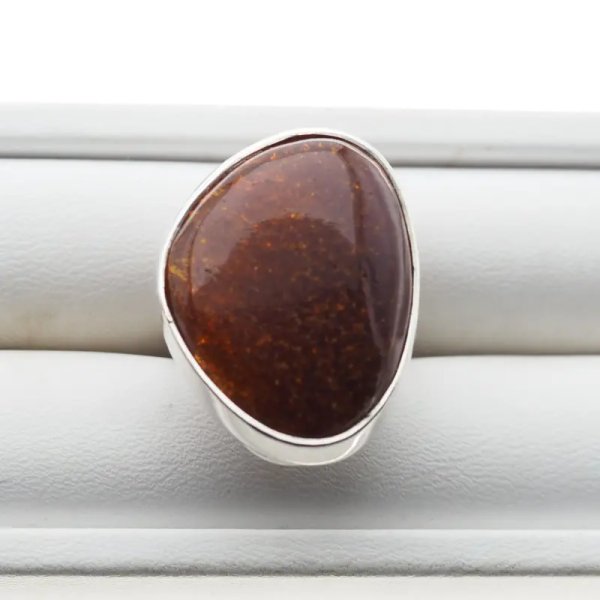 Koniakowy Bursztyn i srebro - pierścionek