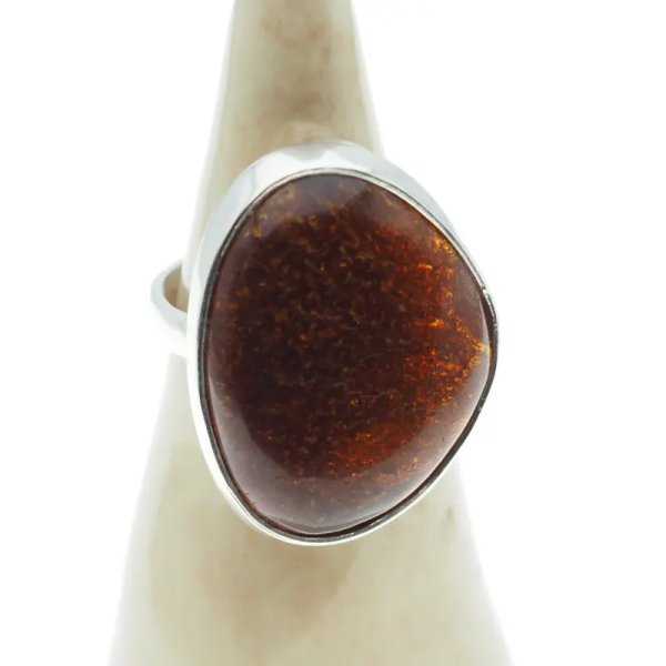Koniakowy Bursztyn i srebro - pierścionek