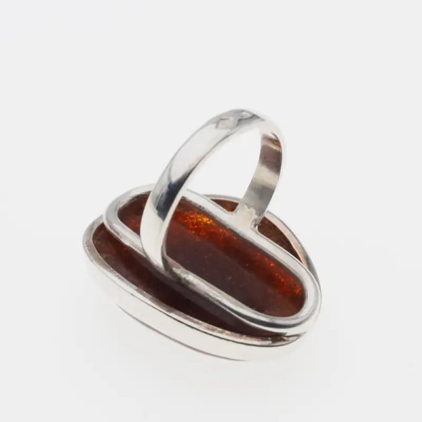 Koniakowy Bursztyn i srebro - pierścionek
