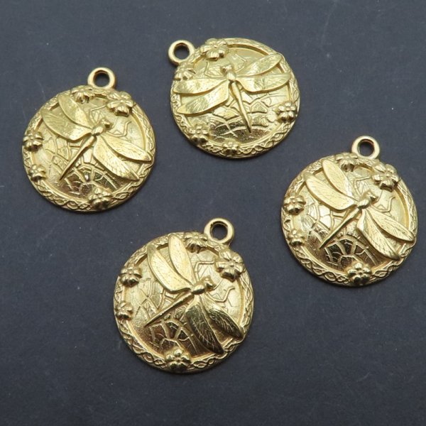 Srebro Ag złocone - zawieszka ozdobna ważka  17,5mm