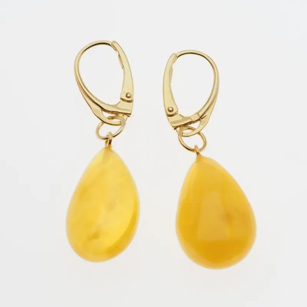 Bursztyn mleczny i srebro - kolczyki łzy