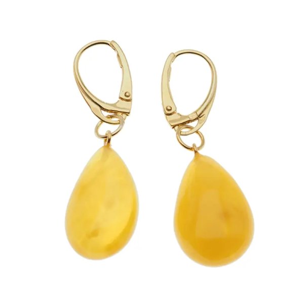 Bursztyn mleczny i srebro - kolczyki łzy