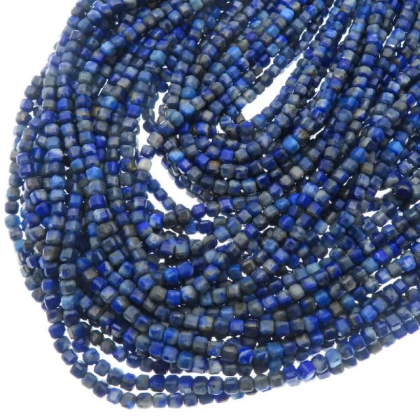 Lapis Lazuli fasetowana kostka 3 mm (sznur) (różne rodzaje)