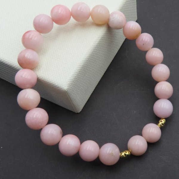 Opal Różowy i srebro złocone - bransoleta