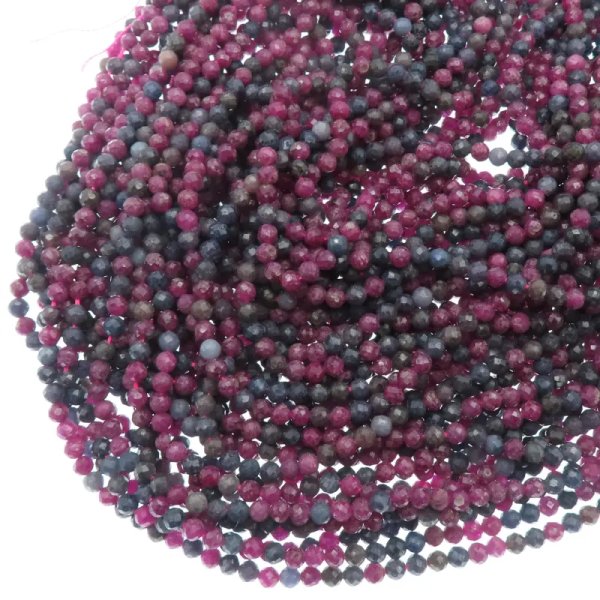 Szafir i Rubin - fasetowane kulki 4,3 mm (sznur)