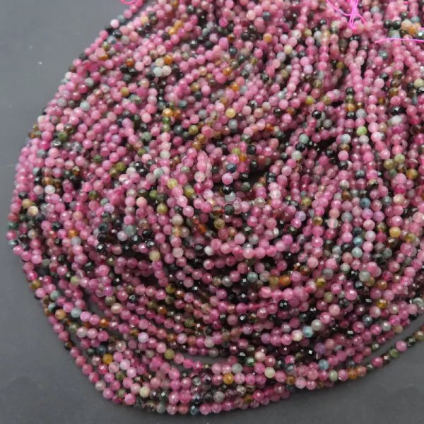 Turmalin Kolorowy fasetowany - kulki 3,6 mm (sznur)