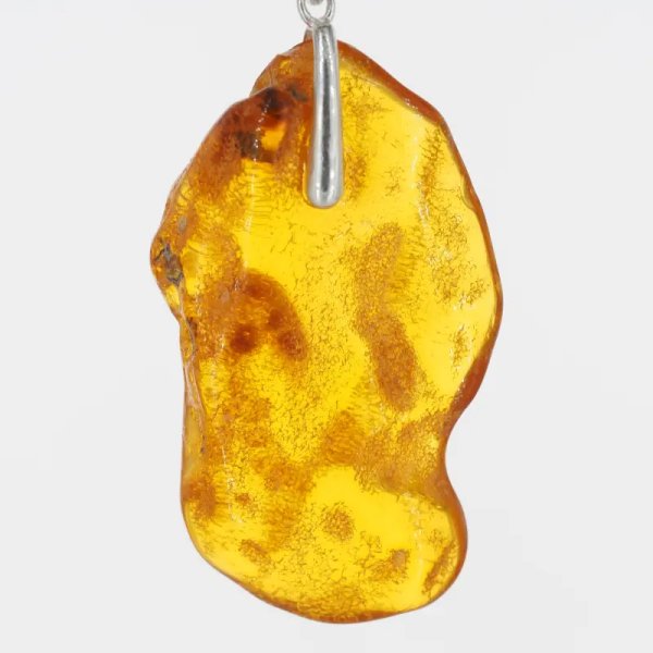 Naturalny Bursztyn i srebro - naszyjnik na rzemieniu