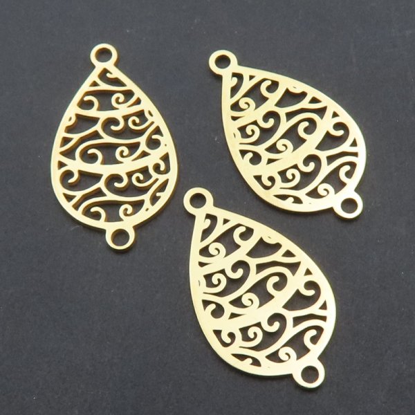 Srebro Ag złocone - element ozdobny 17,5x10mm