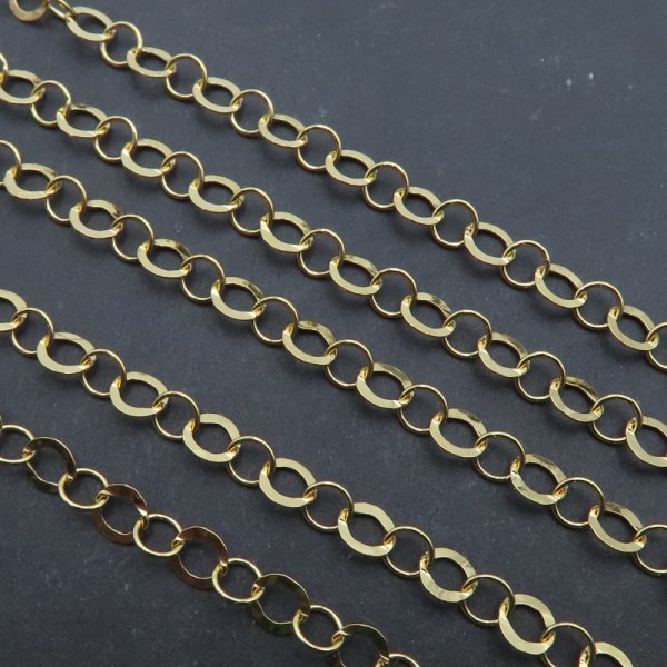 Srebro Złocone Ag  - Łańcuch oczka 3,9mm i 4,5mm (20cm)