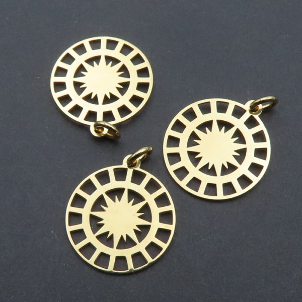 Srebro Ag złocone - rozetka ażurowa 15 mm