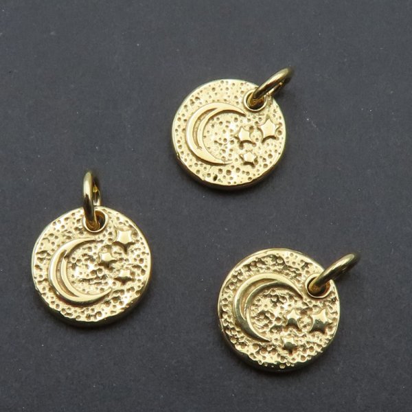 Srebro Ag złocone - zawieszka księżyc i gwiazdy 9,5 mm