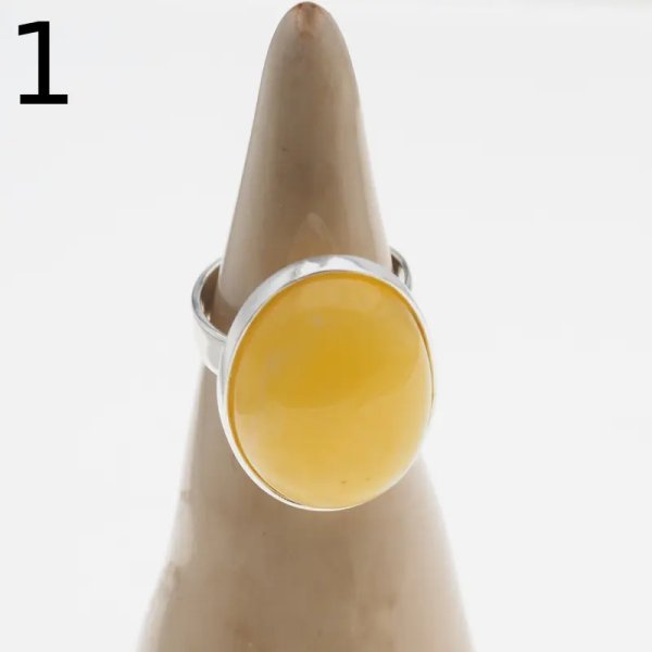 Mleczny Bursztyn i srebro - pierścionek owal z regulacją (różne kamienie)