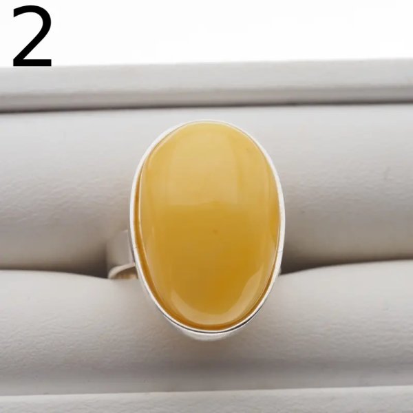 Mleczny Bursztyn i srebro - pierścionek owal z regulacją (różne kamienie)